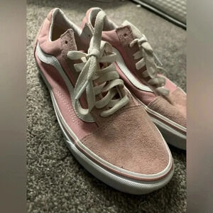 VANS Old Skool Pink Canvas/Suede Lace Up Low Top Skate Shoes Mens 5.5 woman’s 7